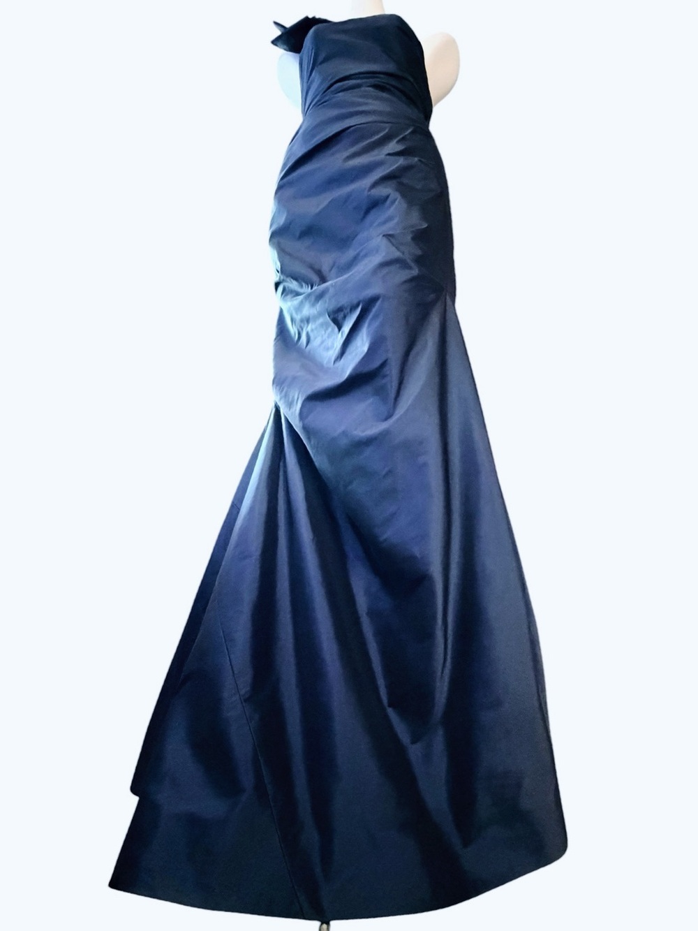 Rickie Freeman for Teri Jon Navy One-Shoulder Beaded Mermaid Evening Gown Size 4